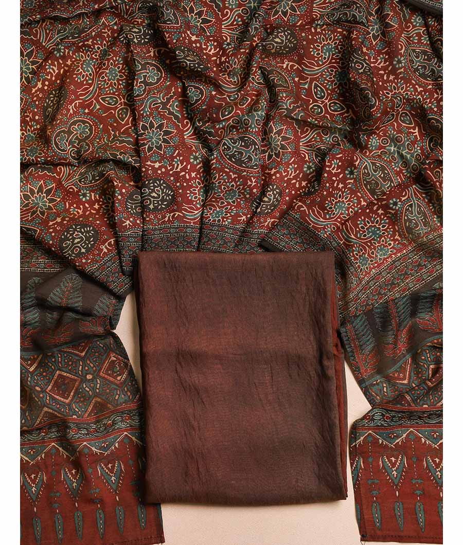 PURE MOGRA CHANDERI SILK AJRAKH SUIT SET