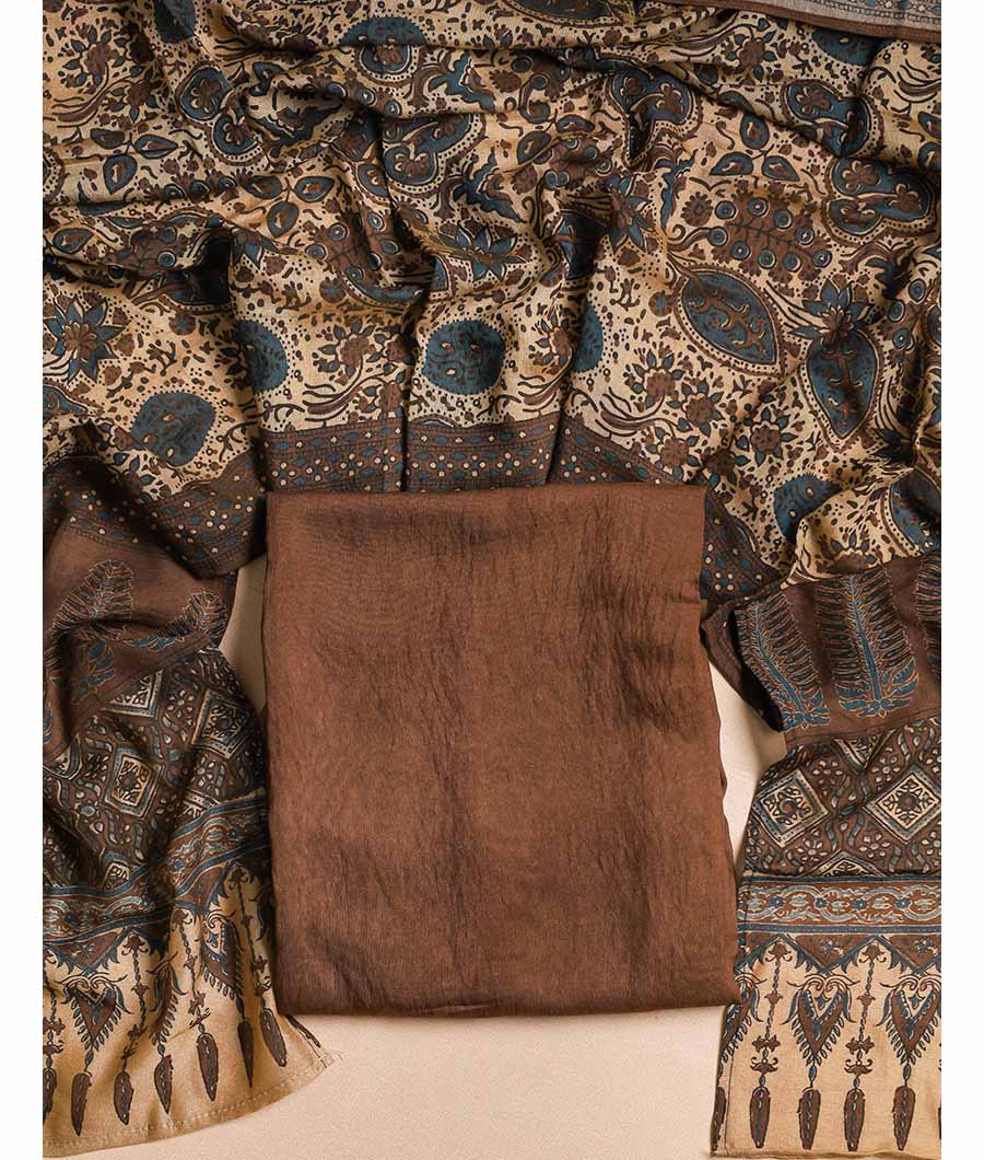PURE MOGRA CHANDERI SILK AJRAKH SUIT SET
