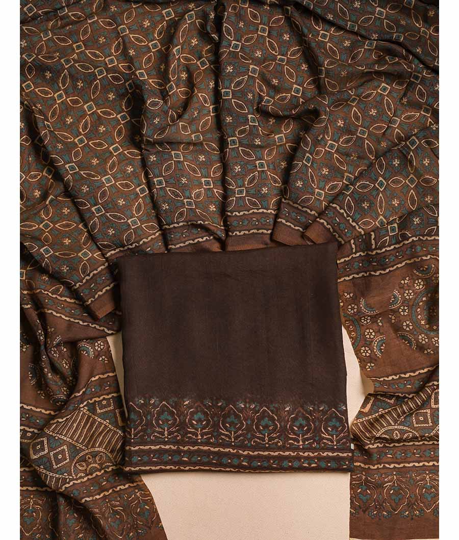 PURE MOGRA CHANDERI SILK AJRAKH SUIT SET