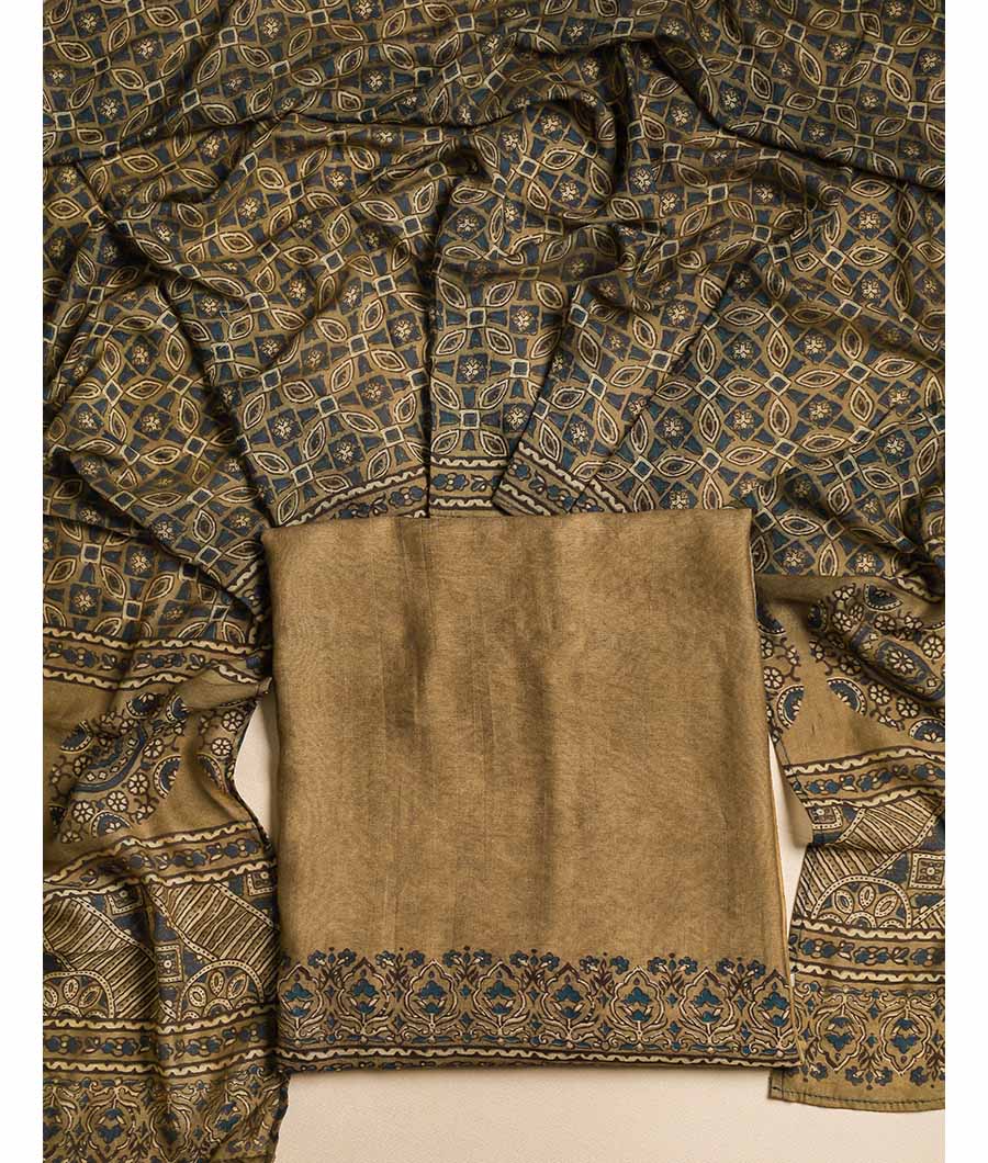 PURE MOGRA CHANDERI SILK AJRAKH SUIT SET