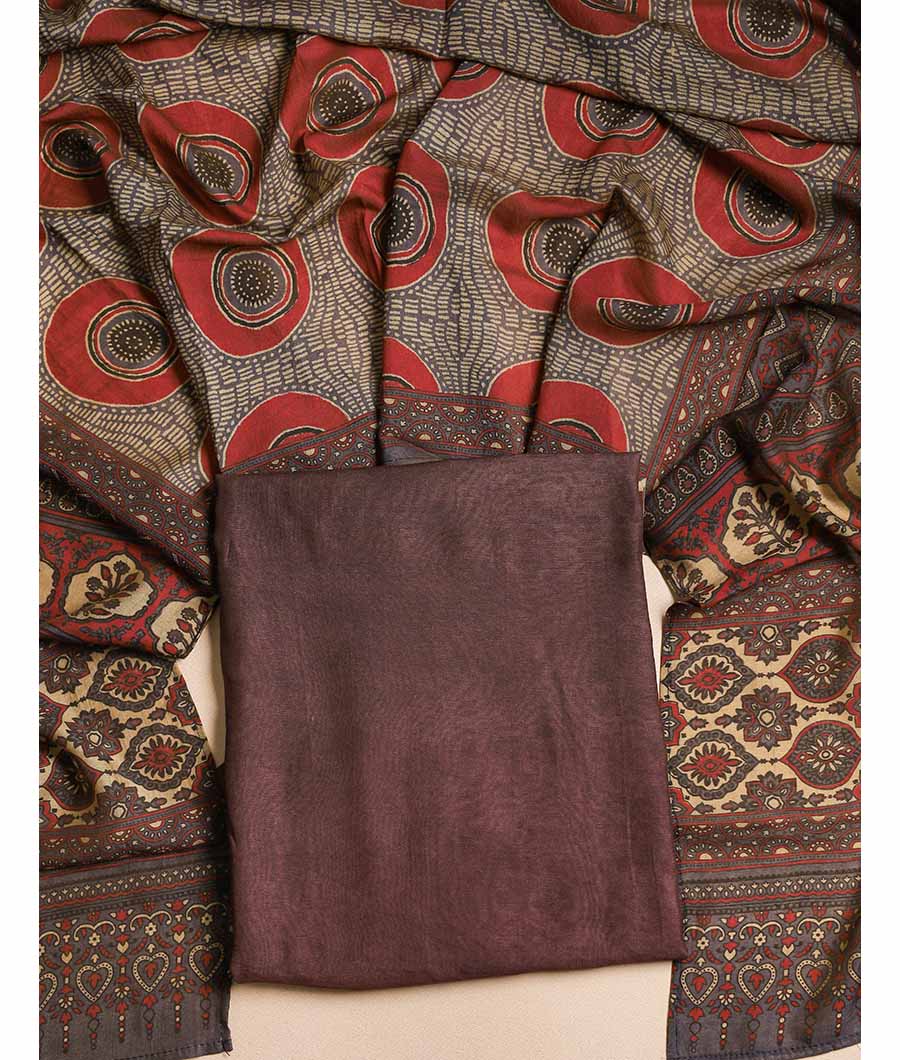 PURE MOGRA CHANDERI SILK AJRAKH SUIT SET