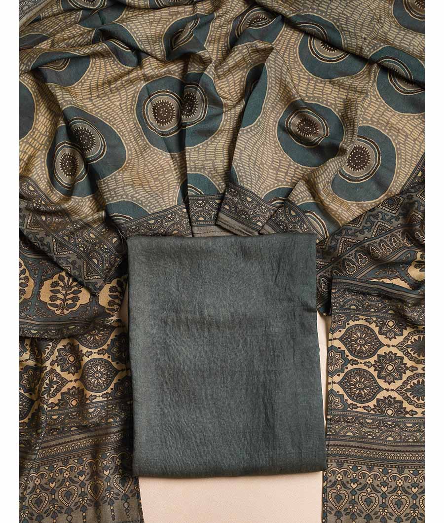 PURE MOGRA CHANDERI SILK AJRAKH SUIT SET