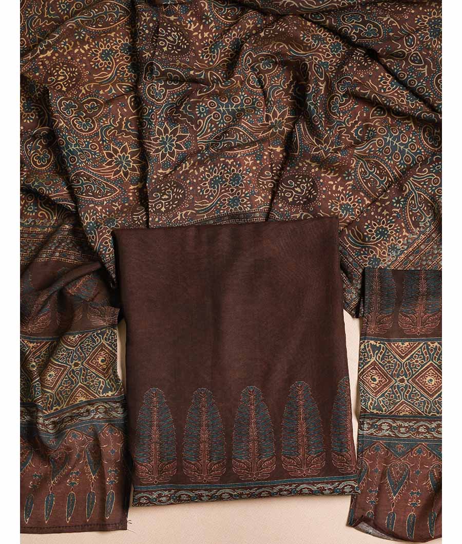 PURE MOGRA CHANDERI SILK AJRAKH SUIT SET