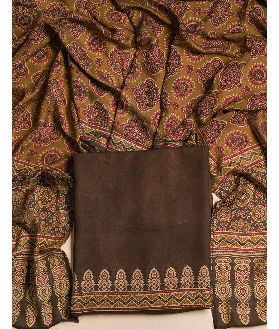 PURE MOGRA CHANDERI SILK AJRAKH SUIT SET