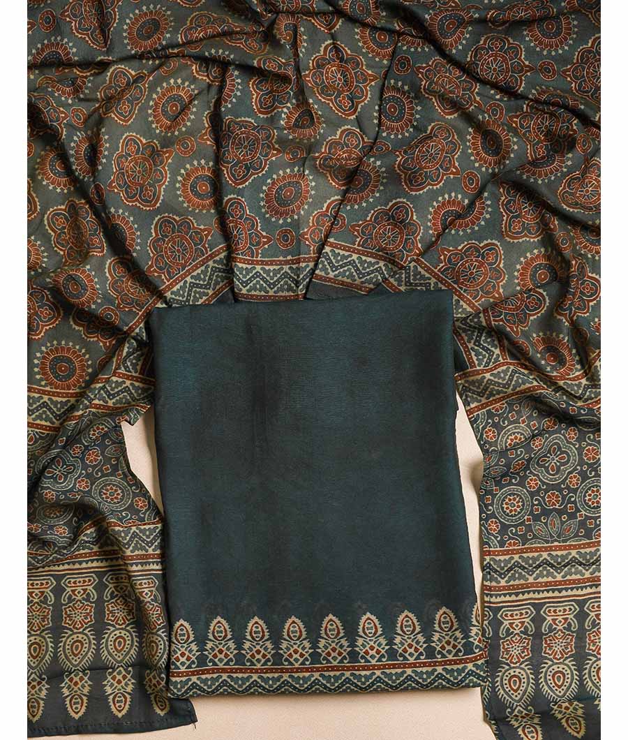 PURE MOGRA CHANDERI SILK AJRAKH SUIT SET