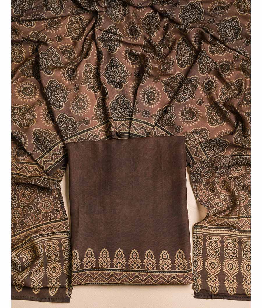 PURE MOGRA CHANDERI SILK AJRAKH SUIT SET