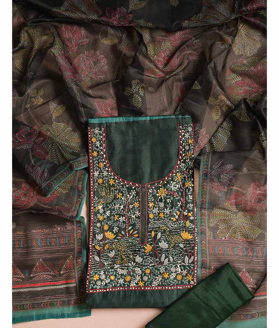 CHANDERI SILK FRENCH KNOT SUIT SET