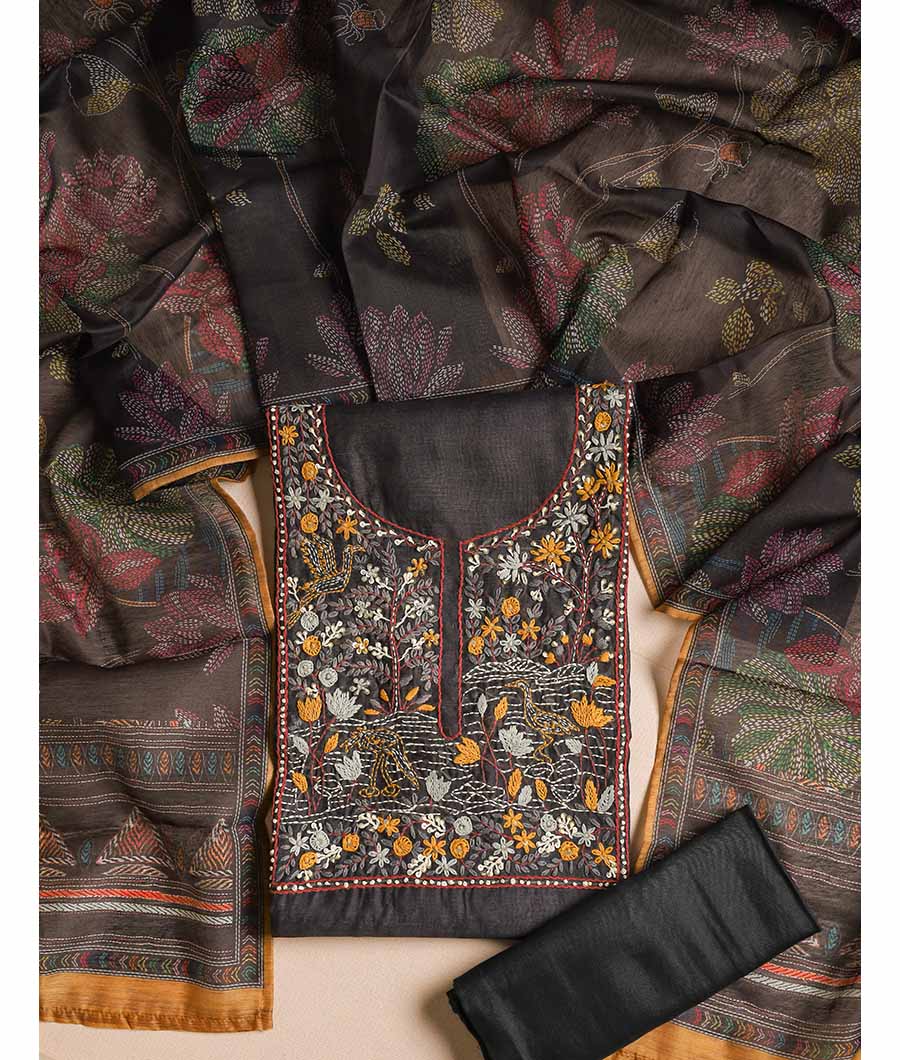 CHANDERI SILK FRENCH KNOT SUIT SET