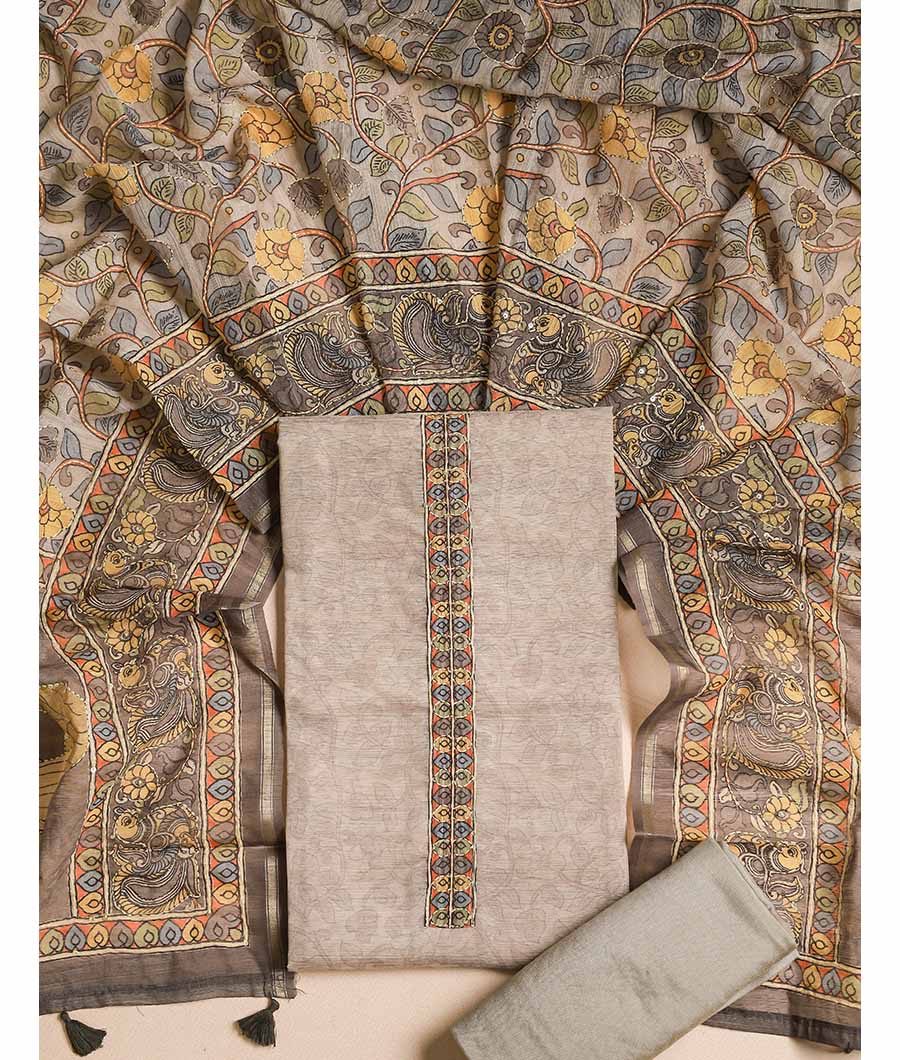 CHANDERI KALAMKARI KANTHA WORK SUIT SET