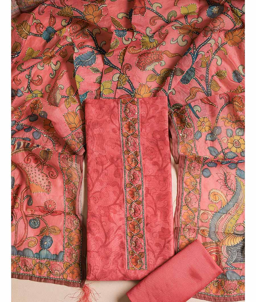 CHANDERI KALAMKARI KANTHA WORK SUIT SET