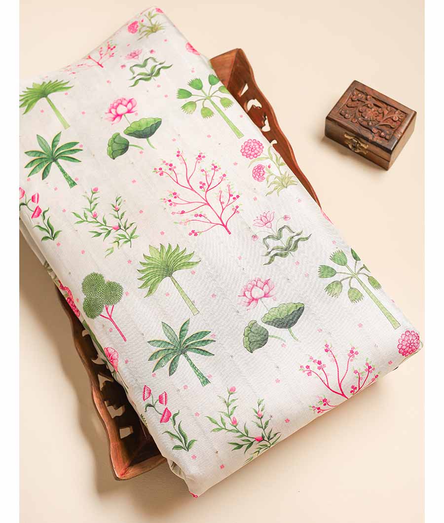 SEMI TUSSAR PRINTED FABRIC