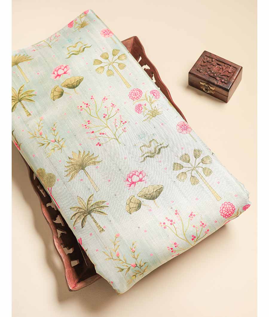 SEMI TUSSAR PRINTED FABRIC