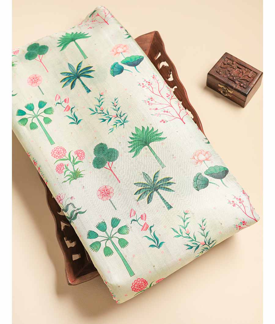 SEMI TUSSAR PRINTED FABRIC