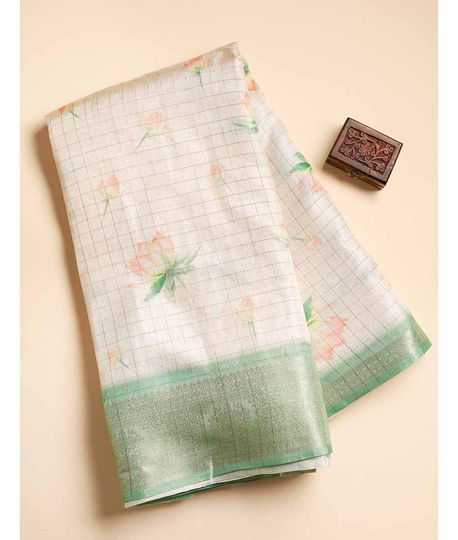 SEMI TUSSAR CHECKS PRINTED FABRIC