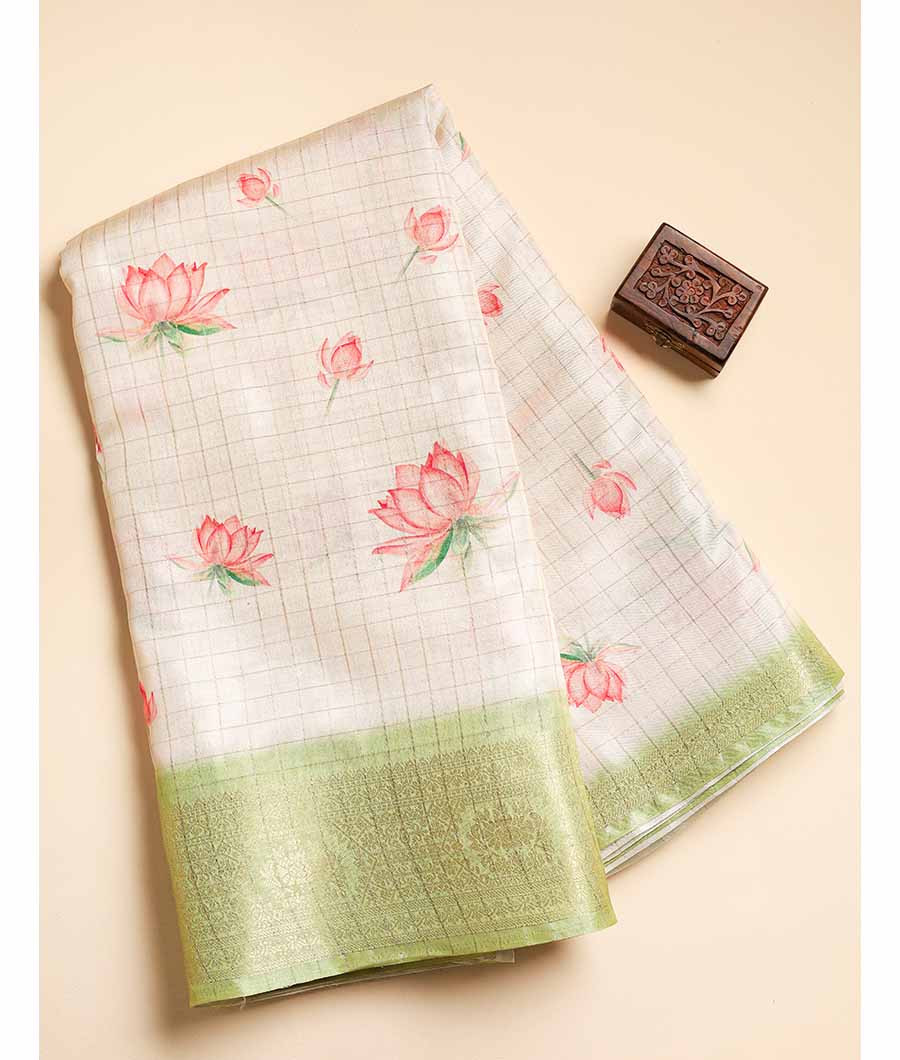 SEMI TUSSAR CHECKS PRINTED FABRIC