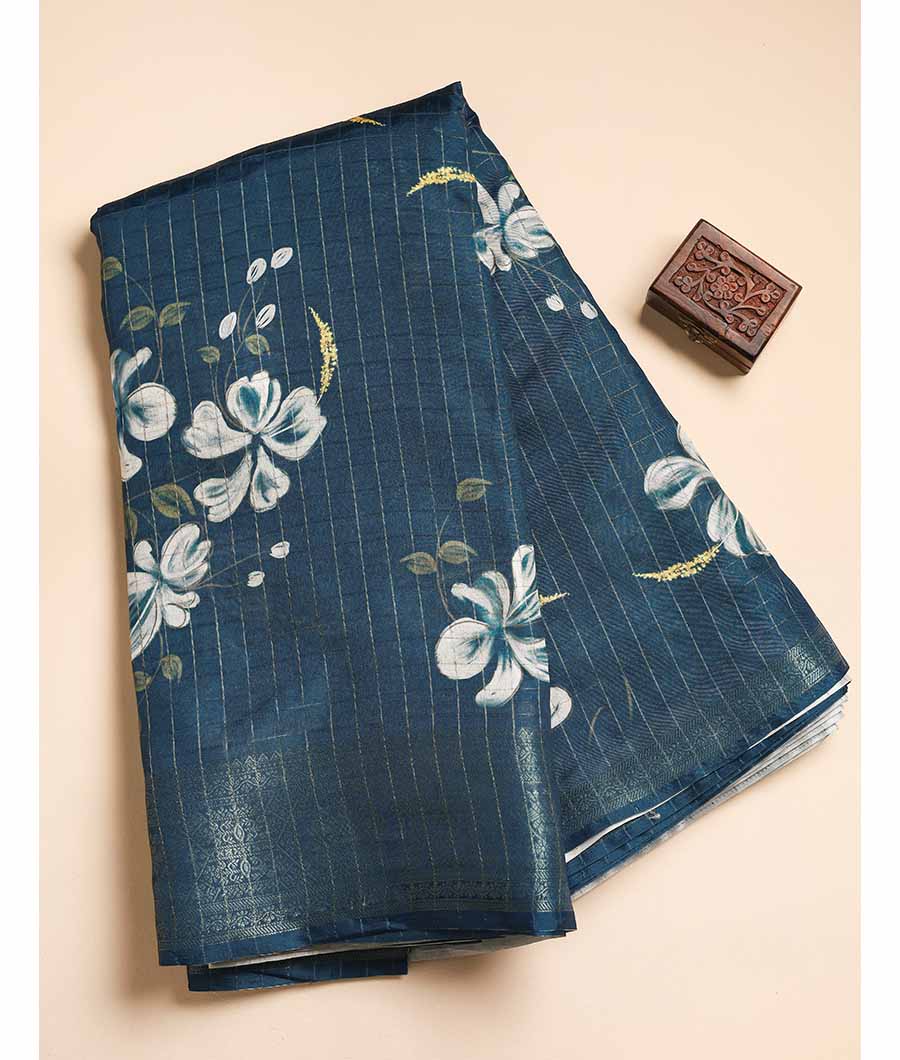 SEMI TUSSAR CHECKS PRINTED FABRIC