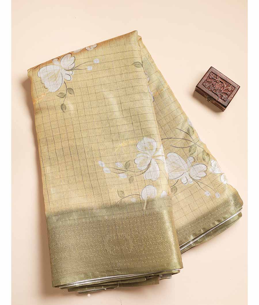 SEMI TUSSAR CHECKS PRINTED FABRIC