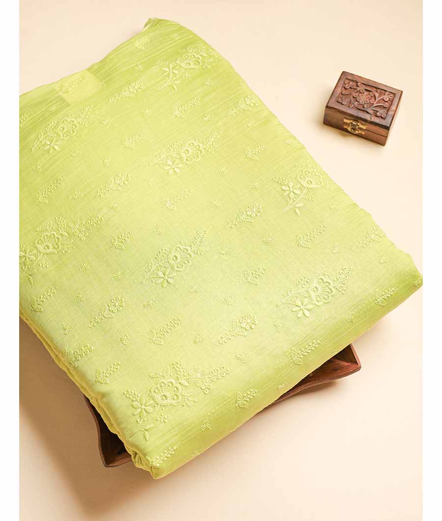 MUL CHANDERI EMBROIDERED FABRIC