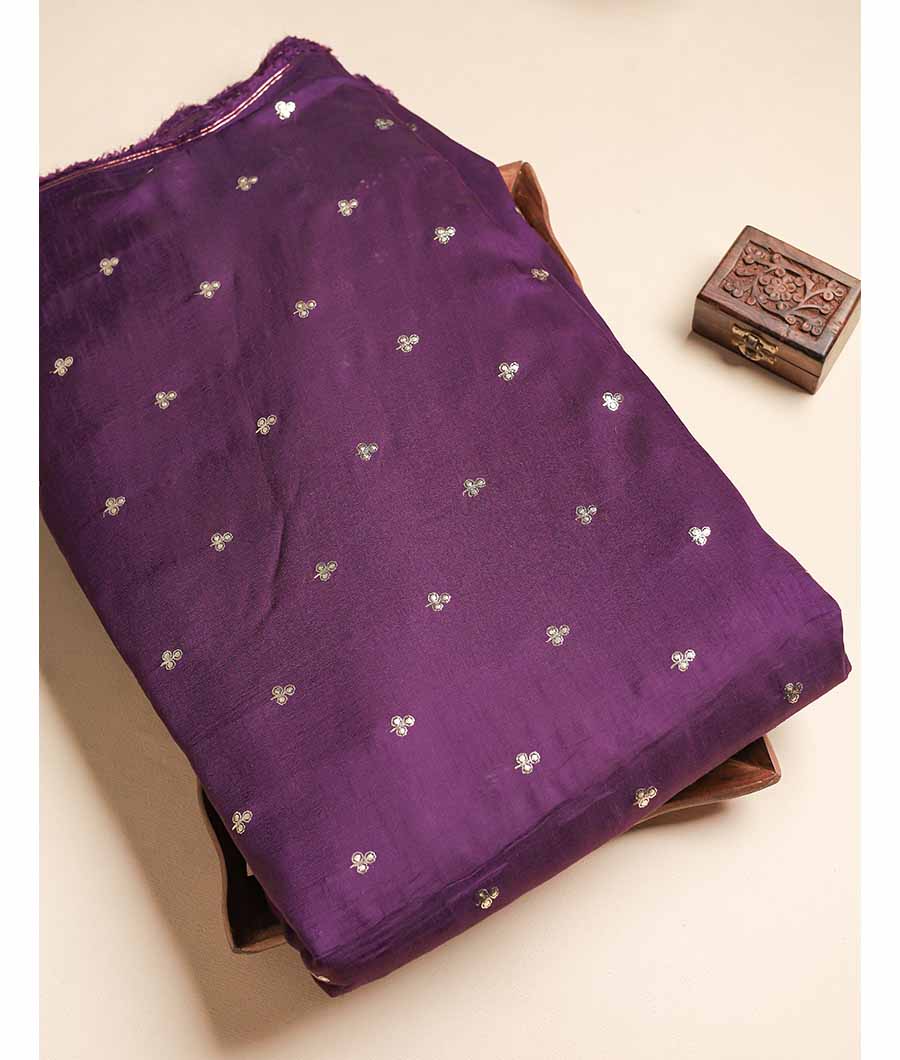 MUL CHANDERI EMBROIDERED FABRIC