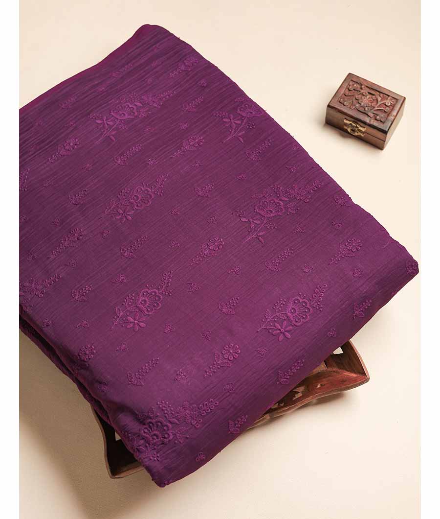 MUL CHANDERI EMBROIDERED FABRIC