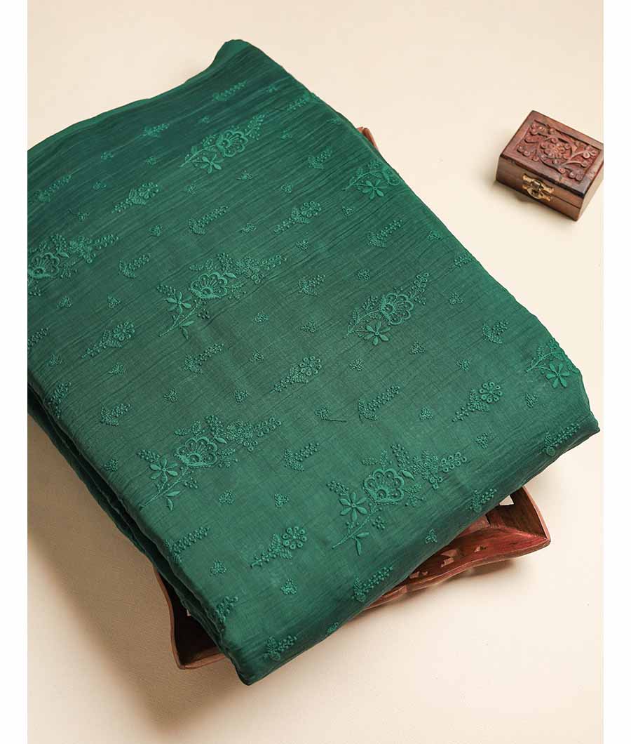 MUL CHANDERI EMBROIDERED FABRIC