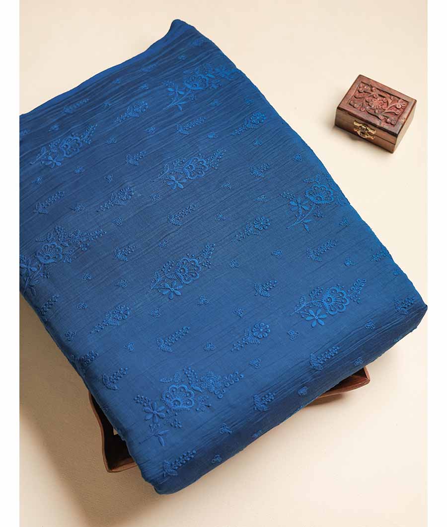MUL CHANDERI EMBROIDERED FABRIC