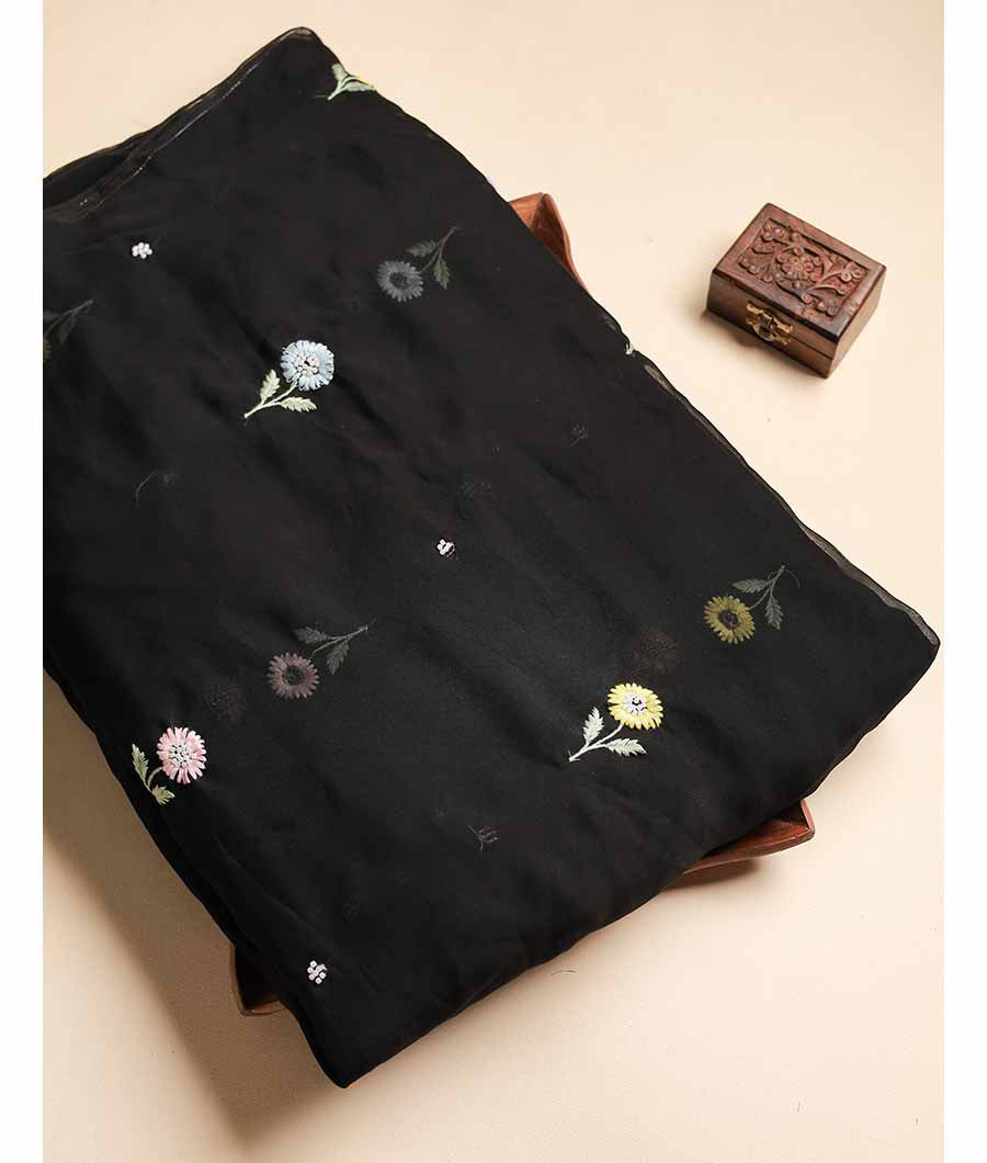 ORGANZA SILK EMBROIDERED FABRIC