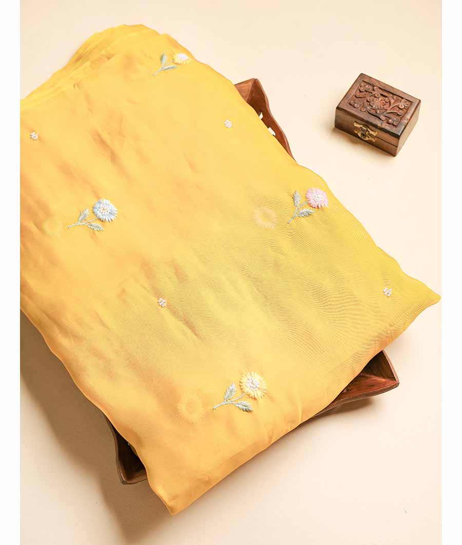 ORGANZA SILK EMBROIDERED FABRIC