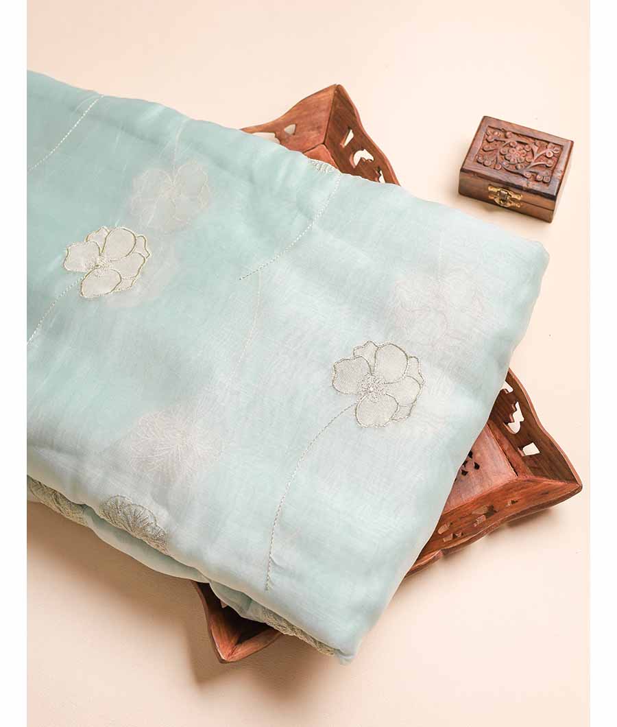 MUL CHANDERI EMBROIDERY FABRIC