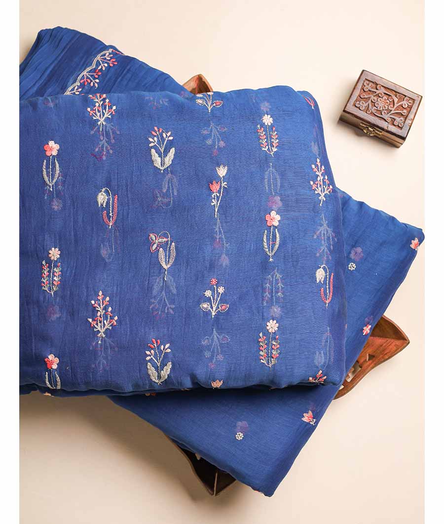 MUL CHANDERI EMBRIODERY FABRIC