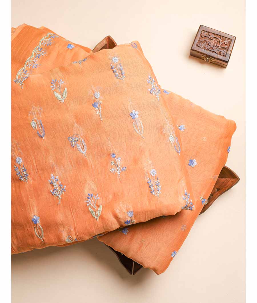 MUL CHANDERI EMBRIODERY FABRIC