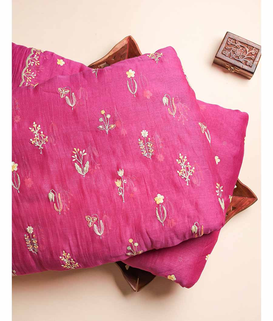 MUL CHANDERI EMBRIODERY FABRIC