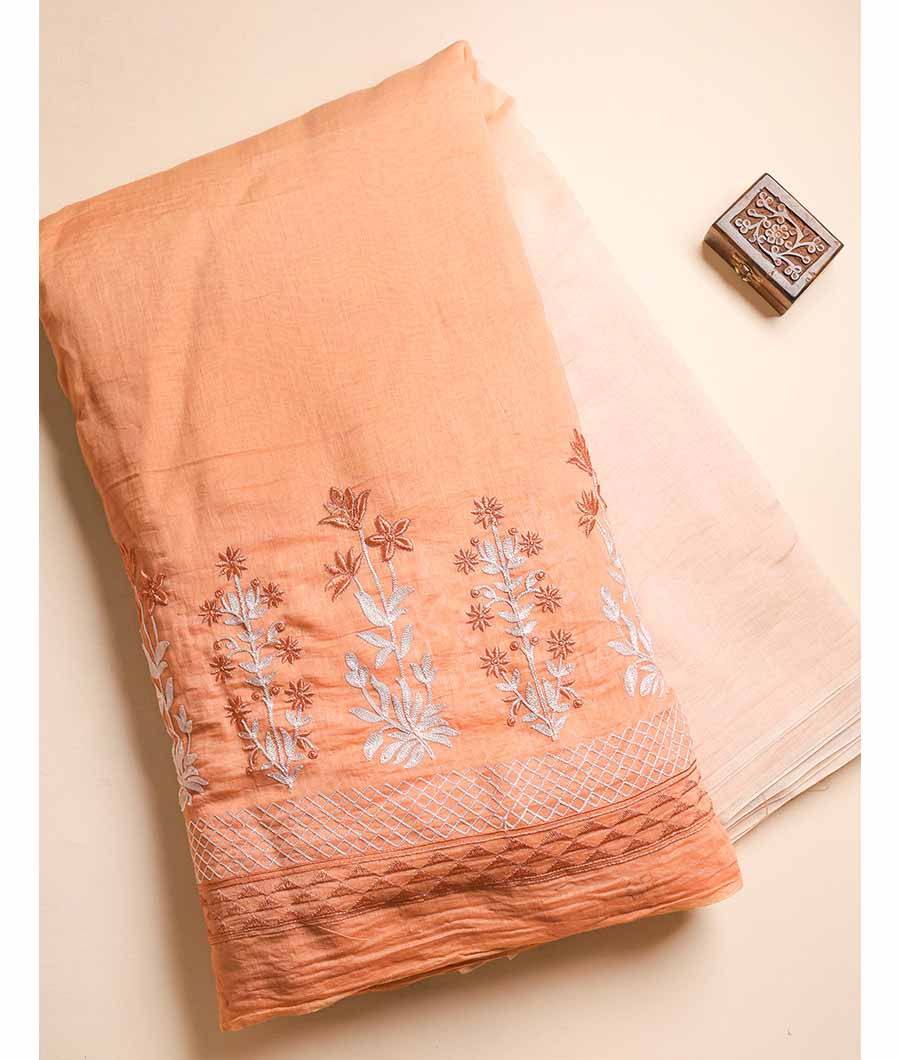 MUL CHANDERI EMBROIDERY FABRIC