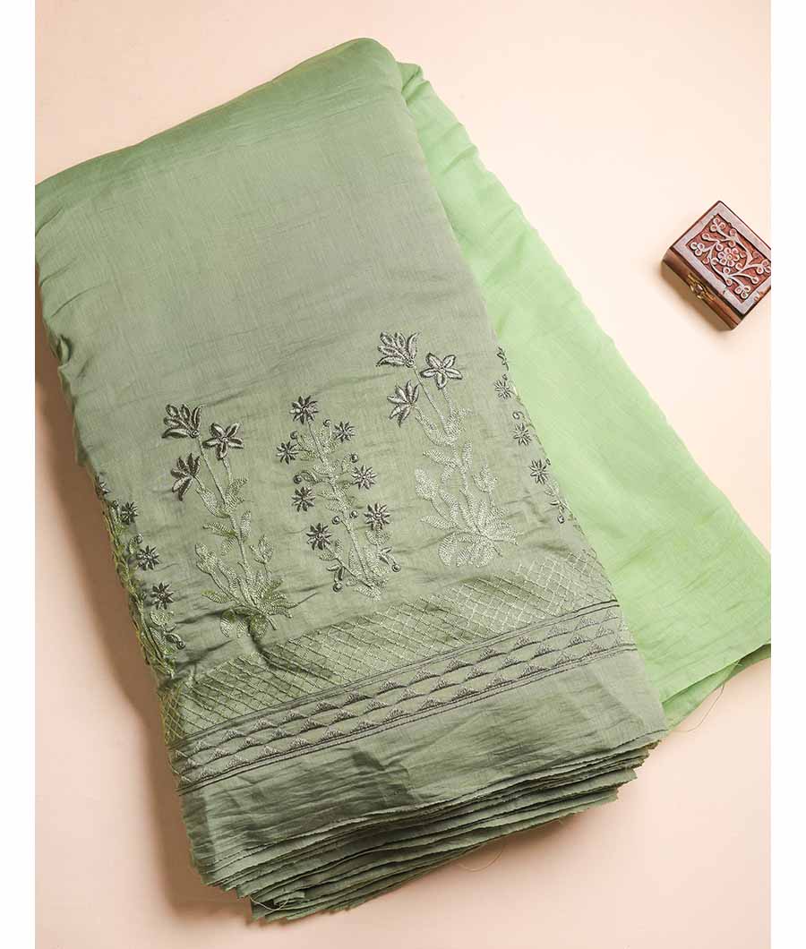 MUL CHANDERI EMBROIDERY FABRIC