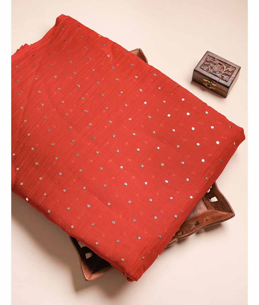 MUL CHANDERI MUKESH WORK FABRIC