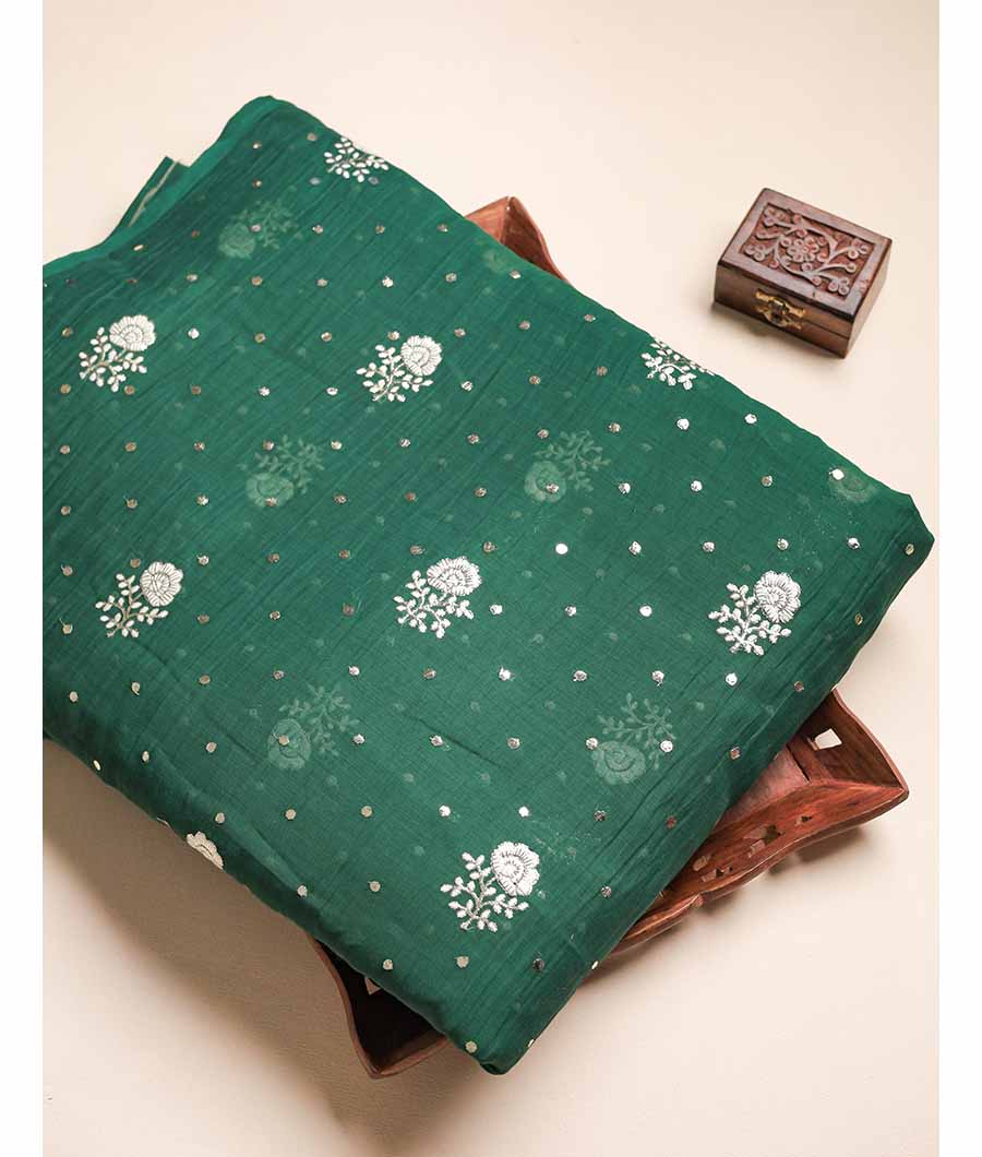 MUL CHANDERI MUKESH WORK FABRIC