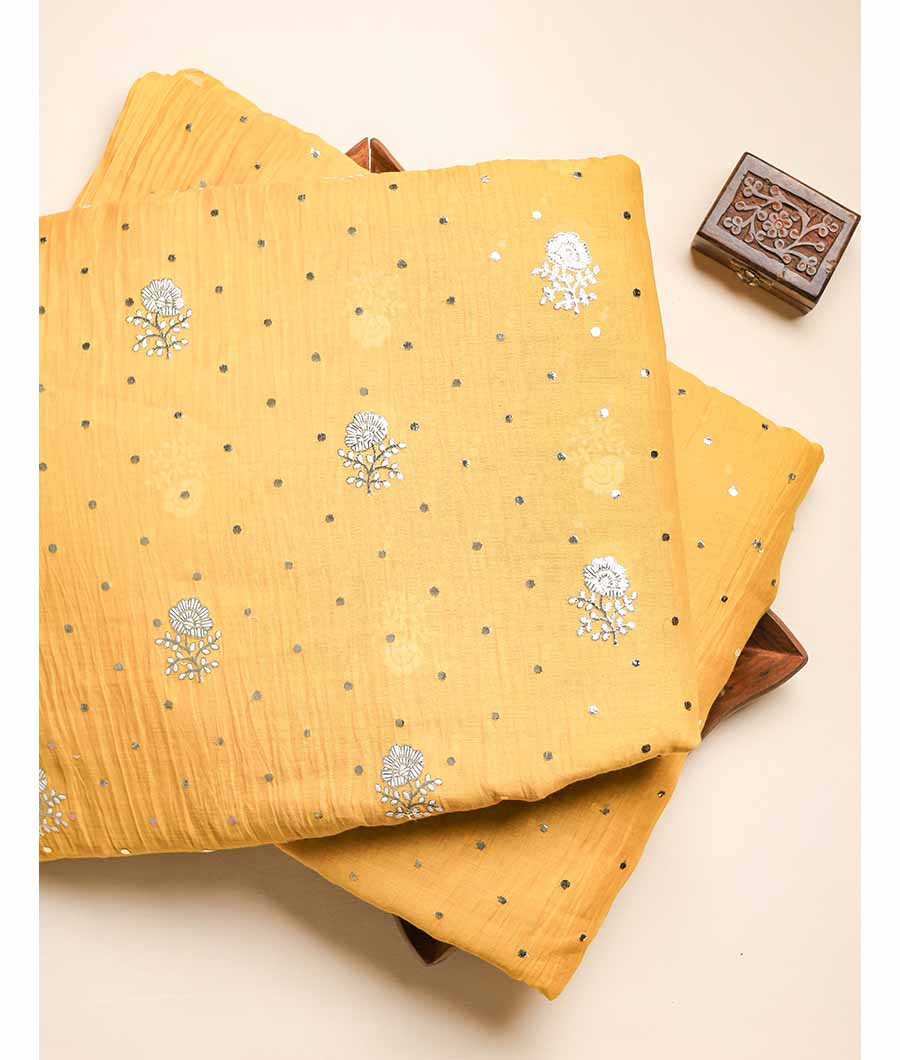 MUL CHANDERI MUKESH WORK FABRIC