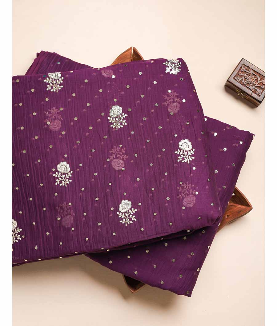 MUL CHANDERI MUKESH WORK FABRIC