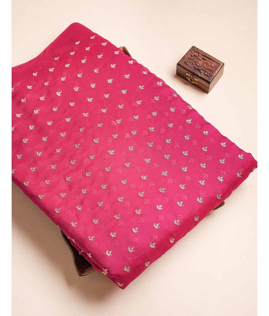 MUL CHANDERI ZARI EMBROIDERED FABRIC