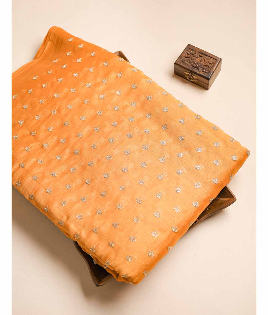 MUL CHANDERI ZARI EMBROIDERED FABRIC