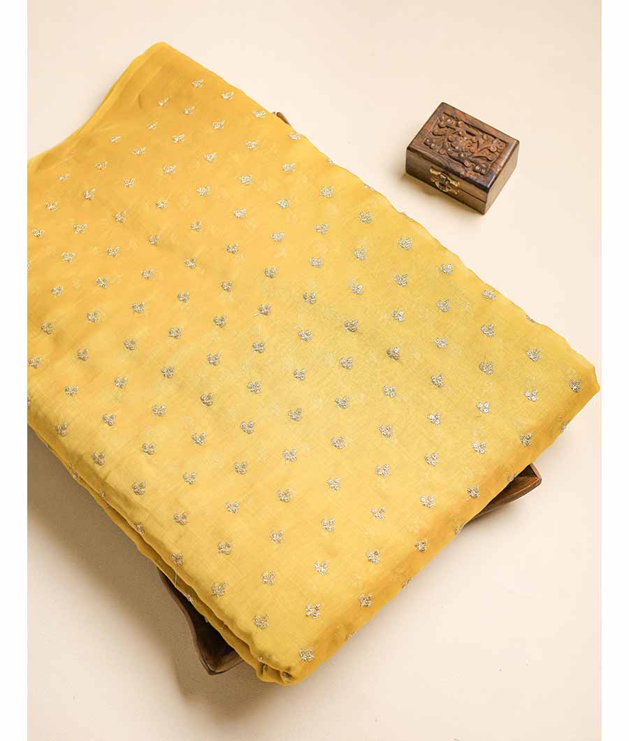 MUL CHANDERI ZARI EMBROIDERED FABRIC