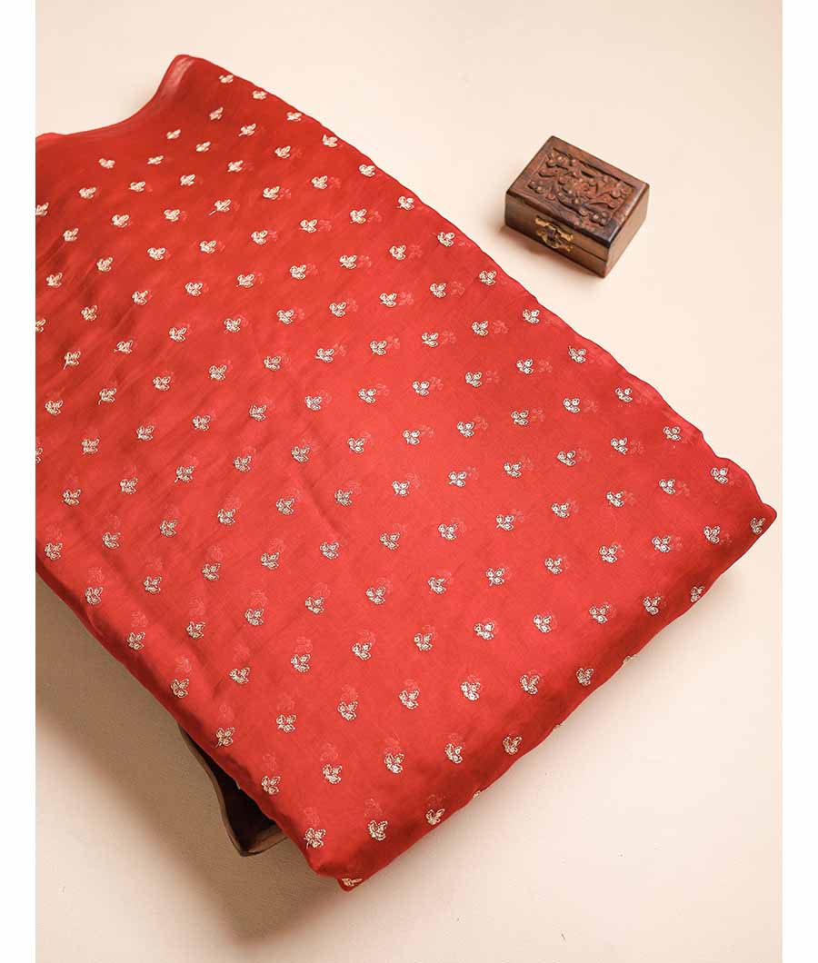 MUL CHANDERI ZARI EMBROIDERED FABRIC