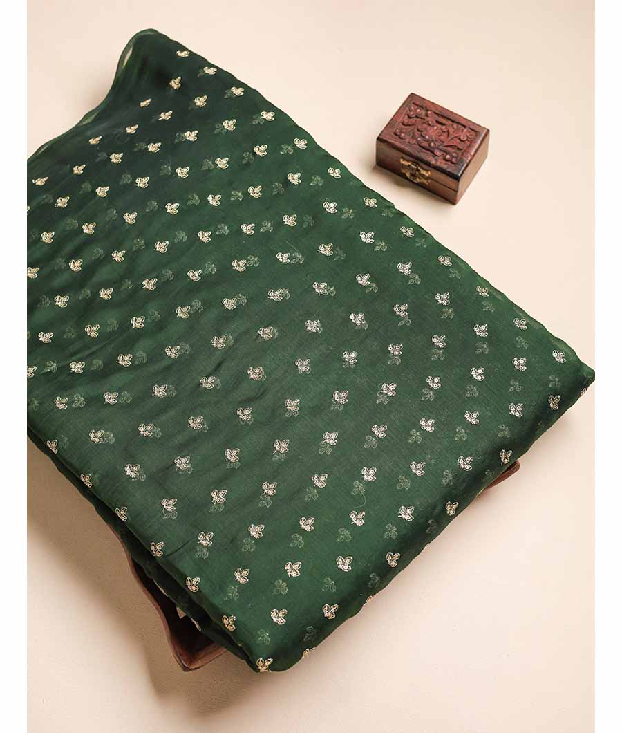 MUL CHANDERI ZARI EMBROIDERED FABRIC