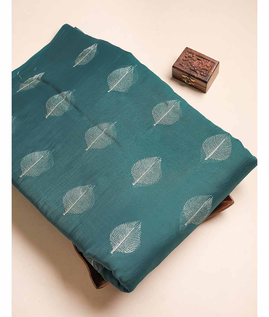 MUL CHANDERI ZARI EMBROIDERED FABRIC