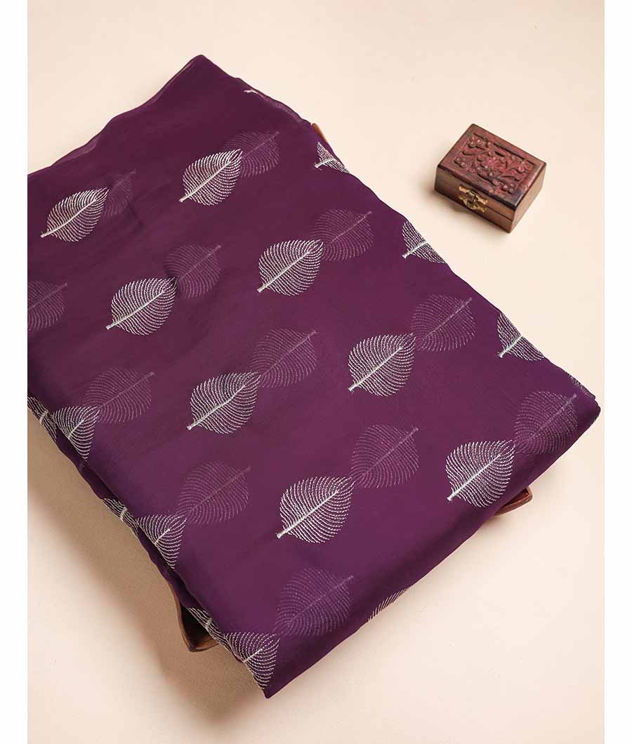 MUL CHANDERI ZARI EMBROIDERED FABRIC