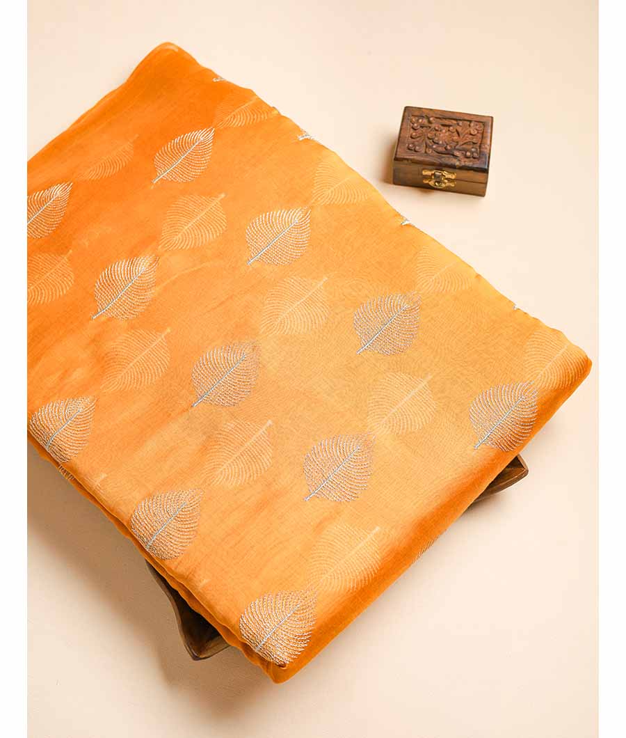 MUL CHANDERI ZARI EMBROIDERED FABRIC