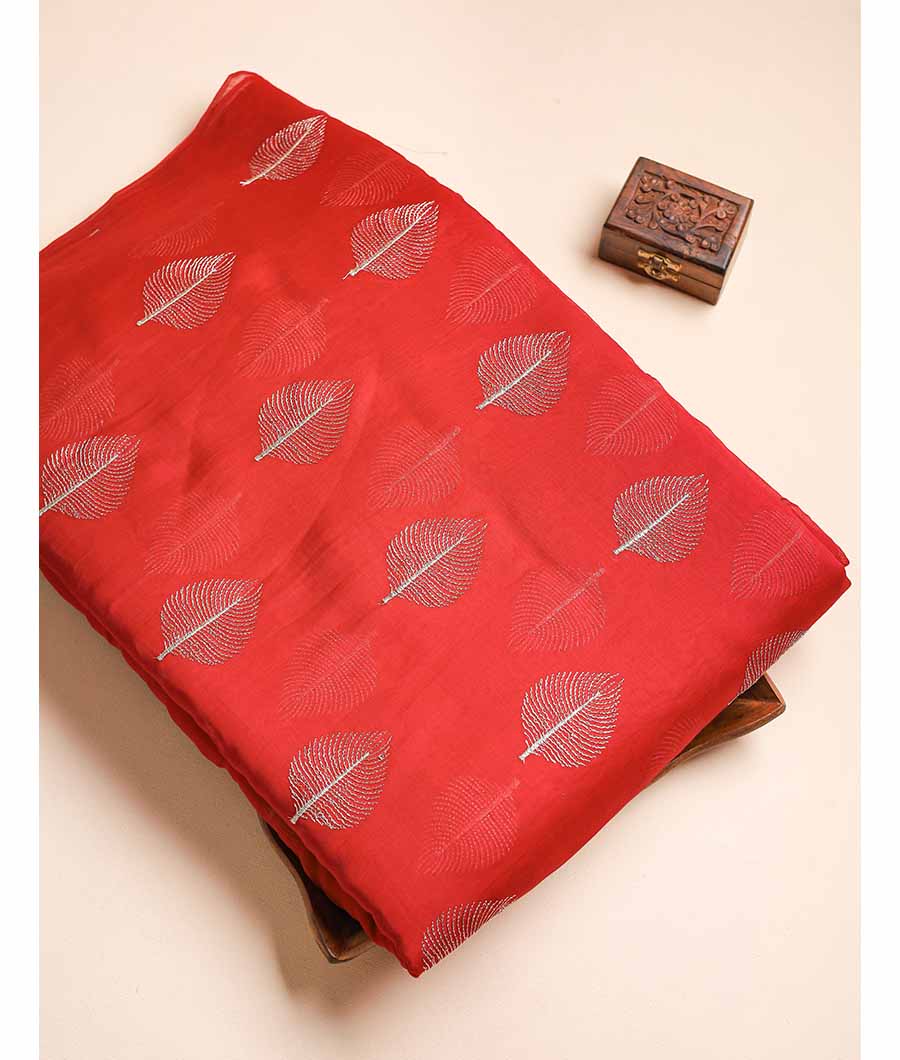 MUL CHANDERI ZARI EMBROIDERED FABRIC