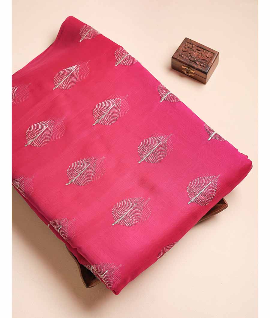 MUL CHANDERI ZARI EMBROIDERED FABRIC