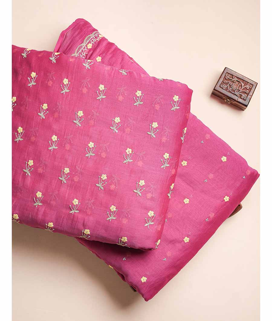 MUL CHANDERI EMBROIDERED FABRICS