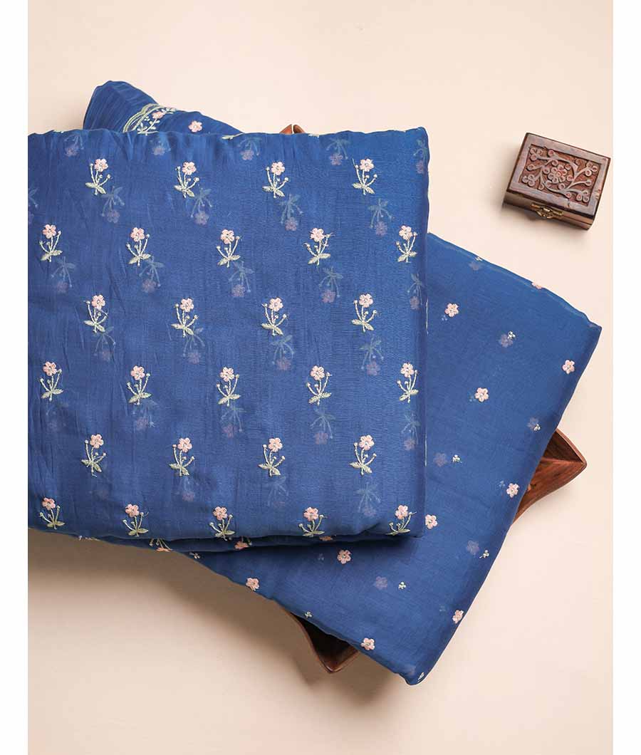 MUL CHANDERI EMBROIDERED FABRICS